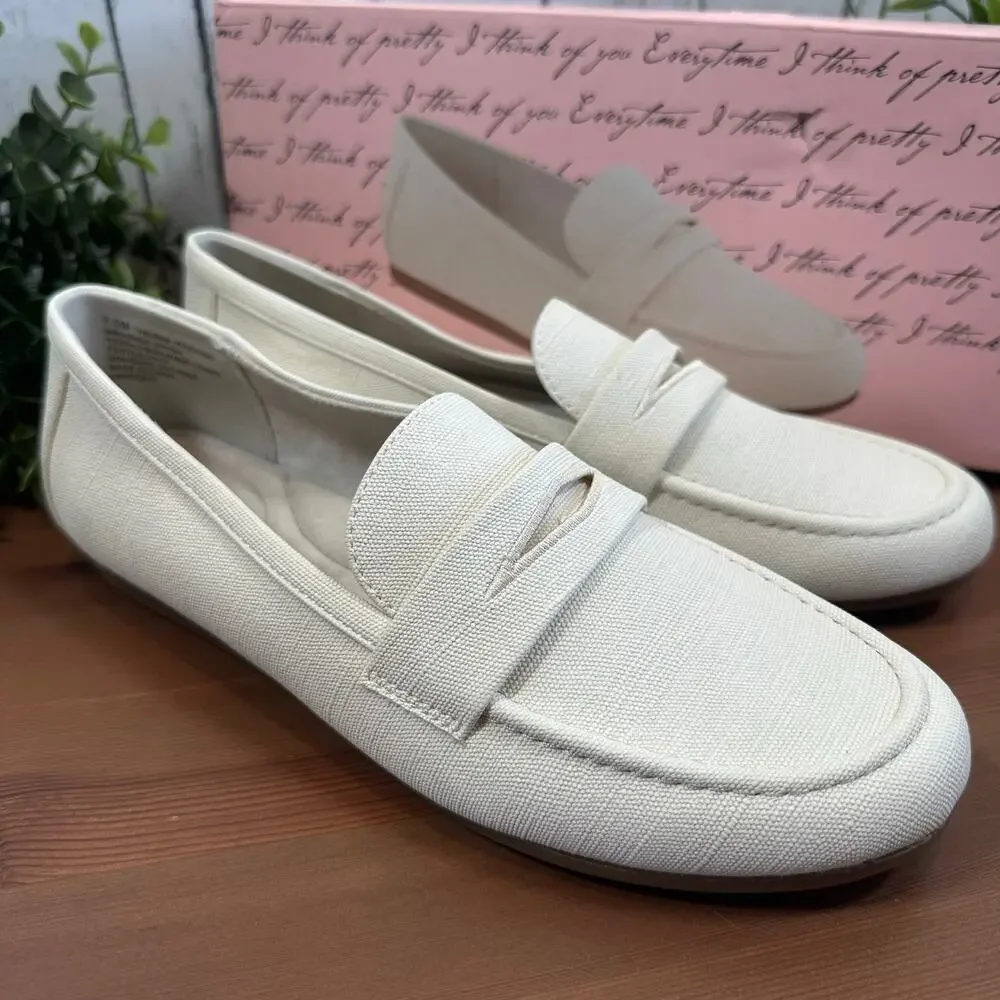 Kensie Women's‎ Yelena Canvas Loafers Cream Size 7.5